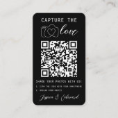 Huwelijk Capture The Love QR Code Foto Zwart Wit Plaatskaartje (Voorkant)
