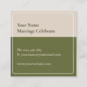 Huwelijk Celebrant Art Nouveau Style Vierkante Visitekaartje (Achterkant)