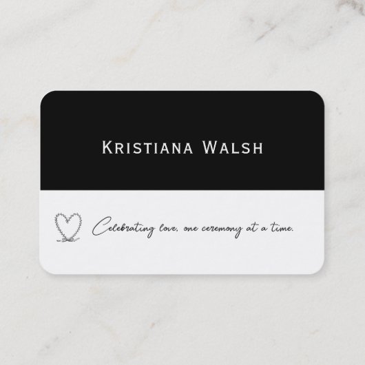 Huwelijk Celebrant blok zwart-wit Visitekaartje (Achterkant)