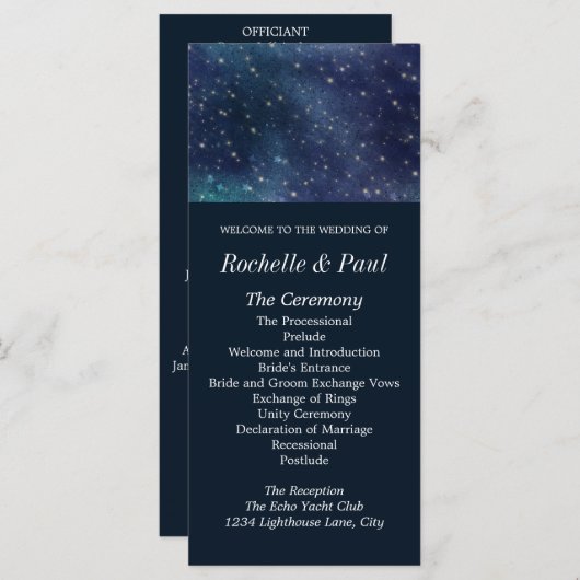 Huwelijk Celestial Star Night Navy Programma (Voorkant / Achterkant)