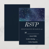 Huwelijk Celestial Star Night Navy Romantisch RSVP Kaartje (Voorkant / Achterkant)