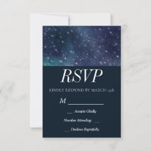 Huwelijk Celestial Star Night Navy Romantisch RSVP Kaartje