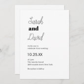 Huwelijk chic Modern zwart-wit bruiloft Kaart (Voorkant / Achterkant)