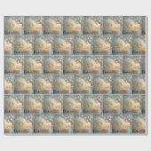 Huwelijk Chrysanthemum Bloemen en Kaarsen Cadeaupapier (Vlak)