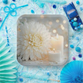 Huwelijk Chrysanthemum Bloemen en Kaarsen Papieren Bordje (Feest)