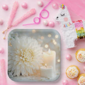 Huwelijk Chrysanthemum Bloemen en Kaarsen Papieren Bordje (Feest)