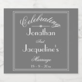 Huwelijk Custom Namen Grijs Wit Schattige Chic Coo Bier Etiket (Enkel label)