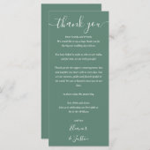 Huwelijk Dank Je Eucalyptus Groen Plaatskaart Menu (Voorkant / Achterkant)