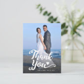 Huwelijk Dank Je Wel | Witte Script Over Foto Briefkaart (Staand voorkant)
