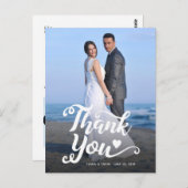 Huwelijk Dank Je Wel | Witte Script Over Foto Briefkaart (Voorkant / Achterkant)