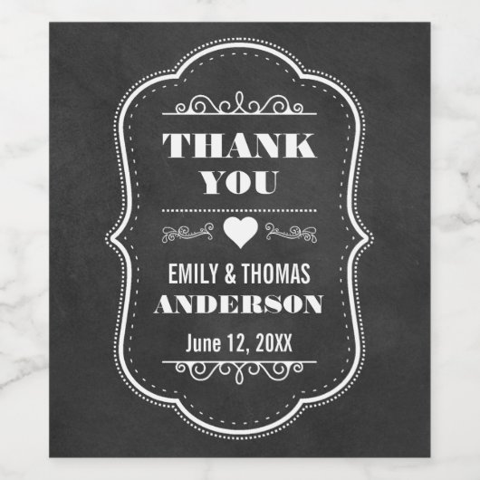 Huwelijk Dank Je Wijn & Mousserende Wijn Labels CB Wijn Etiket (Enkel label)