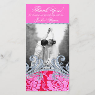 Huwelijk Dank u Bloemen Kant Bloem Glitter Bedankkaart