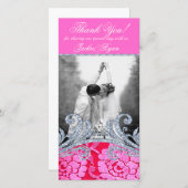 Huwelijk Dank u Bloemen Kant Bloem Glitter Bedankkaart (Voorkant / Achterkant)