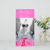 Huwelijk Dank u Bloemen Kant Bloem Glitter Bedankkaart (Staand voorkant)