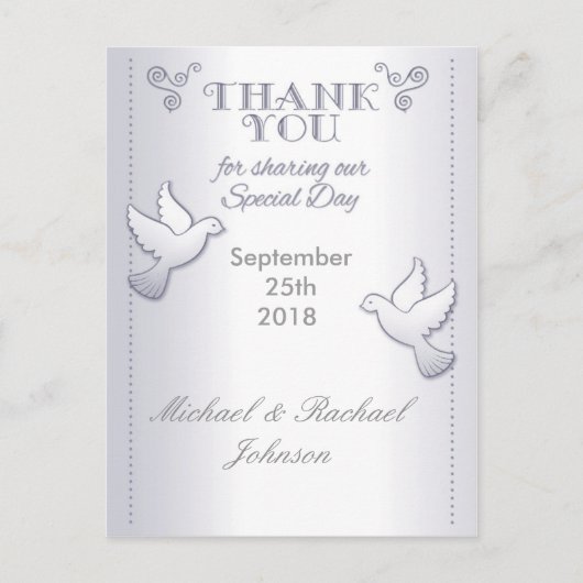 Huwelijk Dank u Briefkaart  Lovebirds (Voorkant)