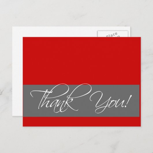 Huwelijk Dank u Briefkaarten Rood Grijs (Voorkant / Achterkant)