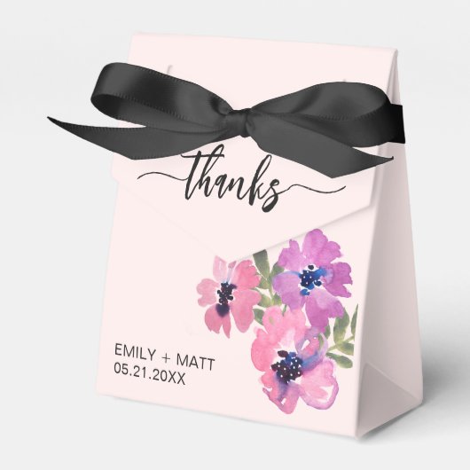 Huwelijk Dank u Chic Roze Bloemen Favoriete Dozen Bedankdoosjes (Voorkant Zijde)