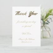Huwelijk Dank u Elegant Ivoor Goud Typografie Bedankkaart (Staand voorkant)