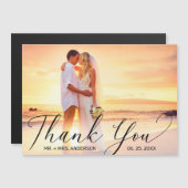 Huwelijk Dank u Elegant Script Foto Magneet Kaart (Voorkant / Achterkant)