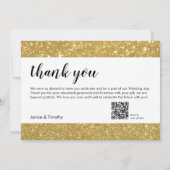 Huwelijk Dank u Foto QR Code gouden faux folie Bedankkaart (Achterkant)