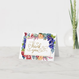 Huwelijk Dank u | Happiness Waterverf Floral Bedankkaart