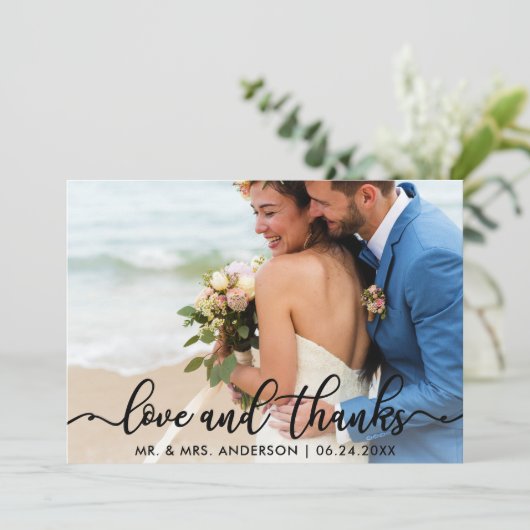 Huwelijk Dank u | Liefde en Bedankt Fotokaart B (Staand voorkant)