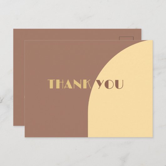 Huwelijk Dank u Mocha Mousse gebogen vlakke Kaart (Voorkant / Achterkant)