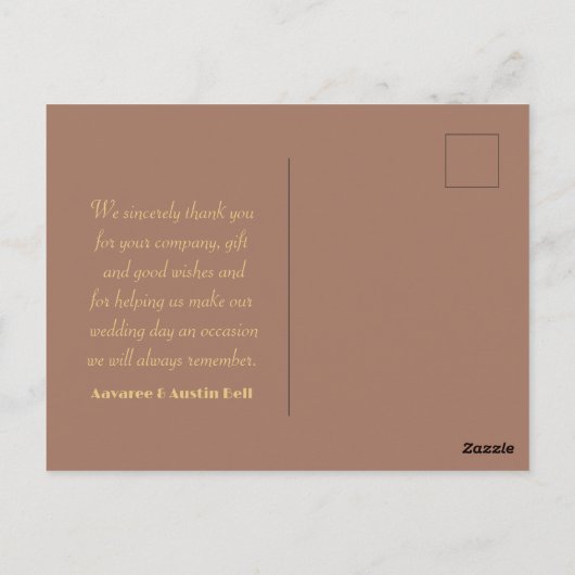 Huwelijk Dank u Mocha Mousse gebogen vlakke Kaart (Achterkant)