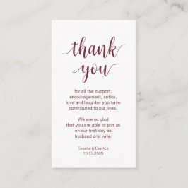 Huwelijk Dank u, Modern Bourgondisch Script Informatiekaartje