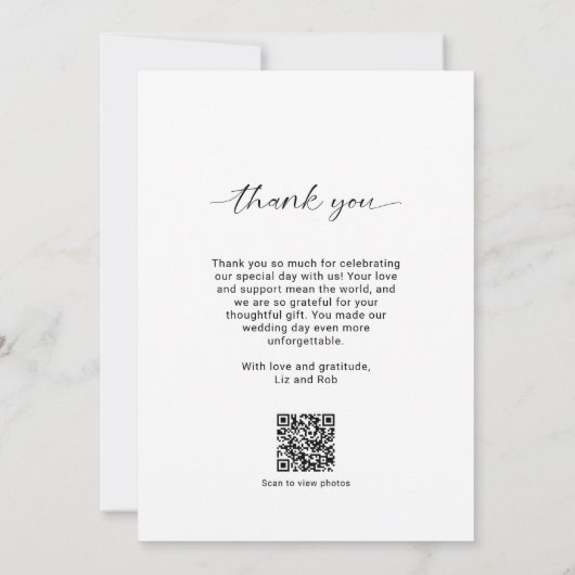 Huwelijk Dank u Moderne Foto Arch QR Code Bedankkaart (Achterkant)