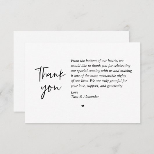Huwelijk Dank u, moderne minimalistische Kaart (Voorkant / Achterkant)