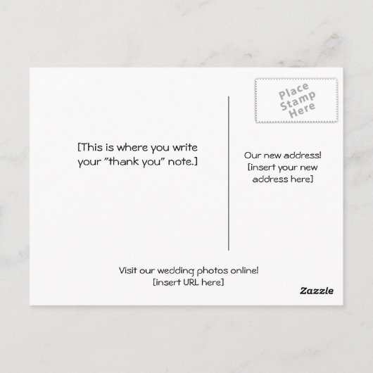 Huwelijk Dank u Opmerking Briefkaart (Achterkant)