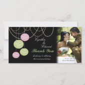 Huwelijk Dank u Roze Groene Lantaarns Fotokaart Bedankkaart (Voorkant)