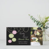 Huwelijk Dank u Roze Groene Lantaarns Fotokaart Bedankkaart (Staand voorkant)