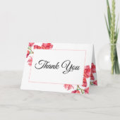 Huwelijk Dank u Roze Witte Bloemen Bedankkaart (Voorkant)