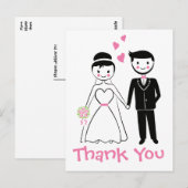 Huwelijk Dank u Roze Zwarte Cartoon Bruid Bruidego Briefkaart (Voorkant / Achterkant)