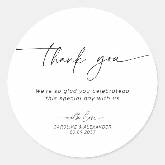 Huwelijk Dank u sticker (Voorkant)