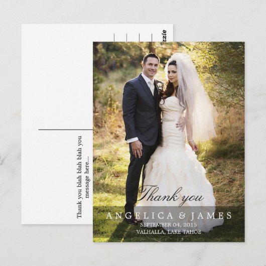 Huwelijk Dank u (verticaal - volledige foto) Briefkaart (Voorkant / Achterkant)