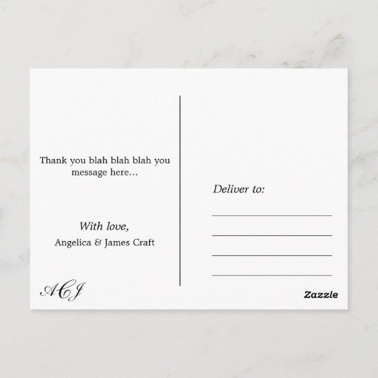 Huwelijk Dank u (verticaal - volledige foto) Briefkaart (Achterkant)