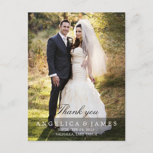 Huwelijk Dank u (verticaal - volledige foto) Briefkaart (Voorkant)