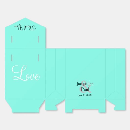 Huwelijk Dank u voor Turquoise Blauwe Naam Bedankdoosjes (Ongevouwen)