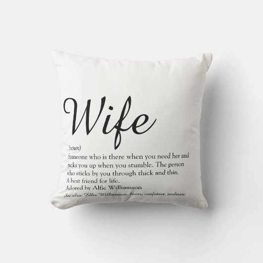 Huwelijk Definitie Zwart en Wit Chic Script Leuk Kussen (Voorkant)