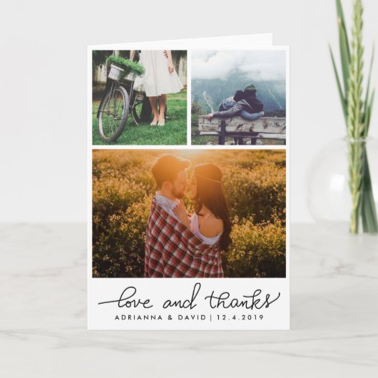 Huwelijk Drie het Manuscript van de Liefde en van Bedankkaart (Voorkant)