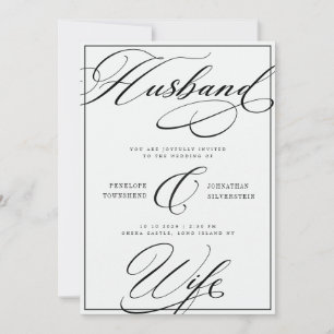 Huwelijk & Echtgenoot Calligrafie Zwart Witte Trou Kaart