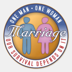 Huwelijk "Eén Man... One Woman" Sticker