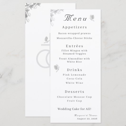 Huwelijk Eenheid Katholieke bruiloft Flat Menu (Voorkant / Achterkant)