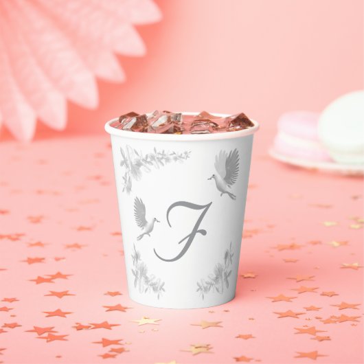 Huwelijk Eenheid Monogrammed Trouwdouche Papieren Bekers (Insitu)