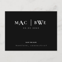 Huwelijk Eenvoudig & Strak Monogram Save Date