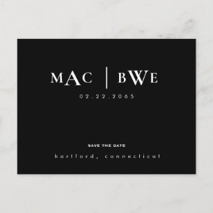 Huwelijk Eenvoudig & Strak Monogram Save Date Briefkaart