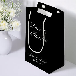 Huwelijk Eenvoudig Zwart Liefde en Dank Calligrafi Klein Cadeauzakje